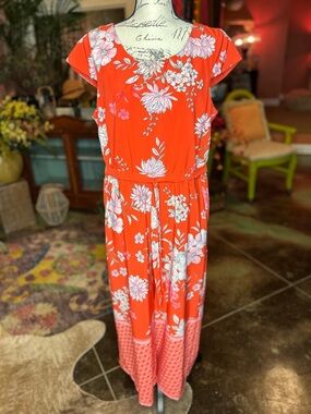 Chris McLaughlin Orange Floral Jumpsuit Size 16